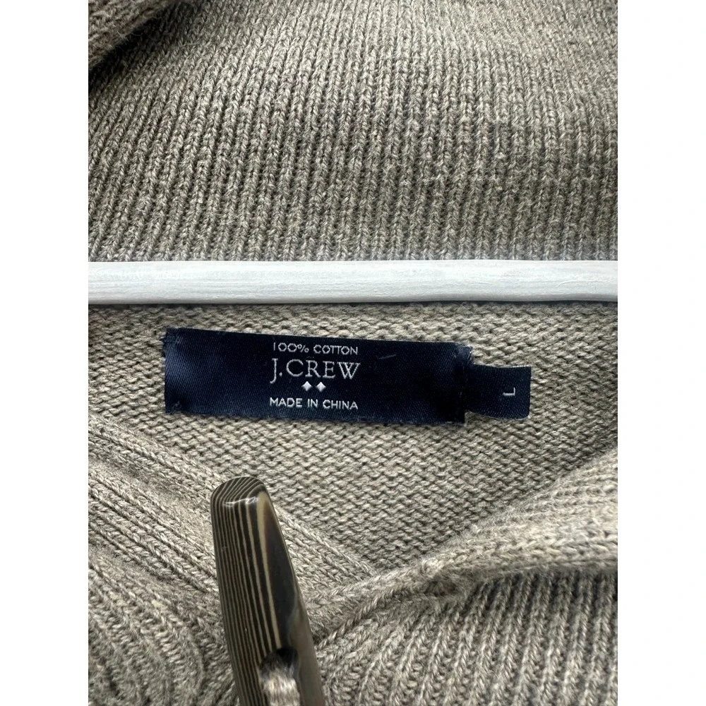 J.Crew Sweater Mens Large Beige Knit Cotton Shawl Collar‎ Toggle Button Outdoor
